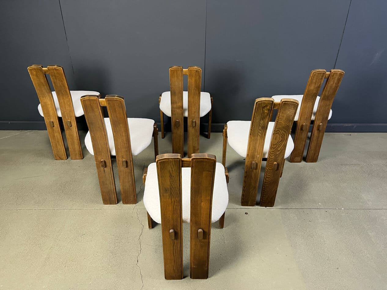 Zestaw sześciu krzeseł jadalnianych, drewno brązowy, Niemcy, lata 60. - 275169