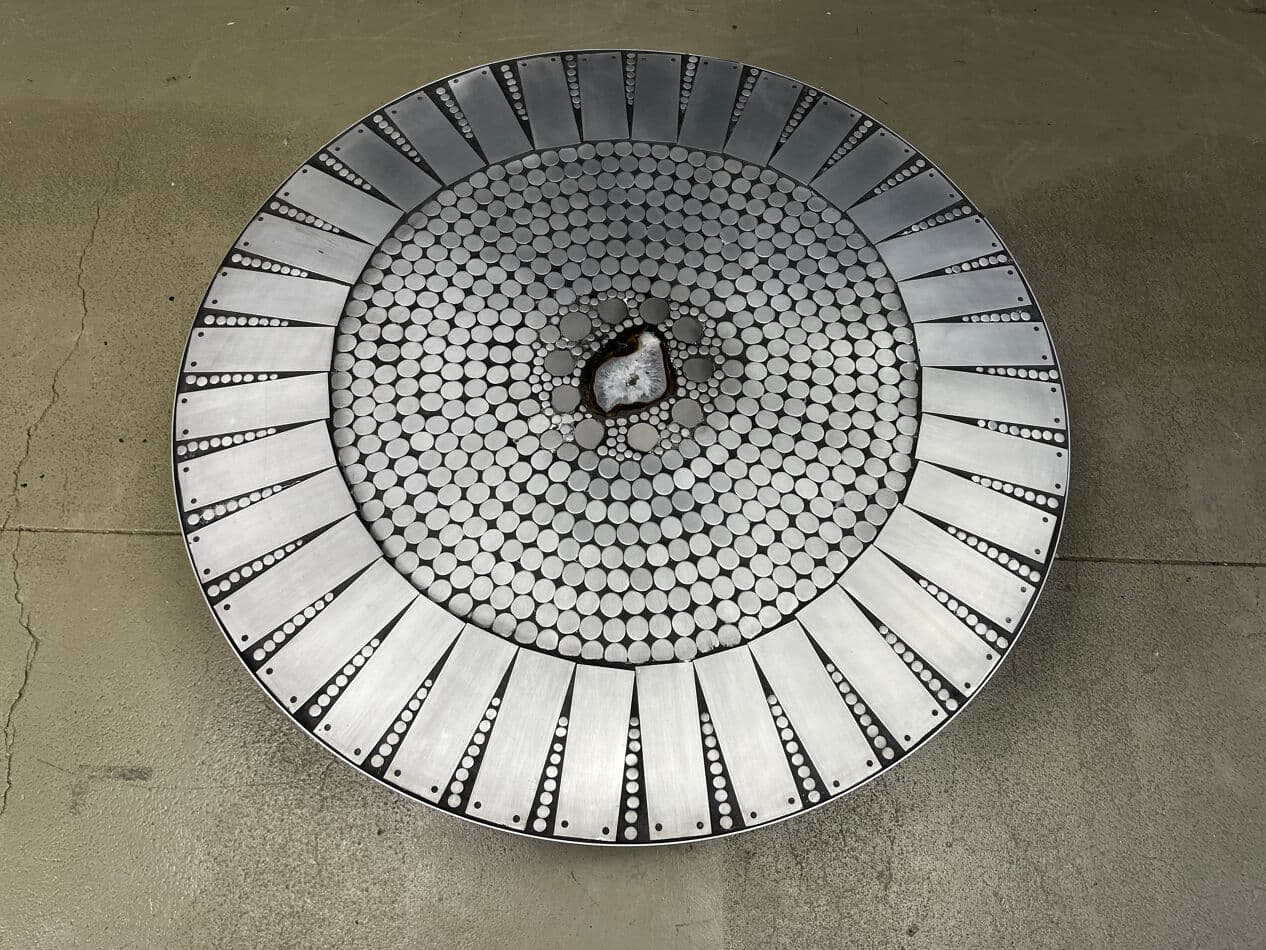 Coffee table, mosaic, multicolour aluminium, Belgium, 1970s. - 275138