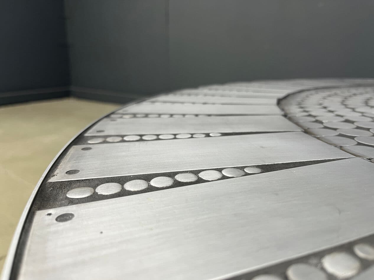 Coffee table, mosaic, multicolour aluminium, Belgium, 1970s. - 275135