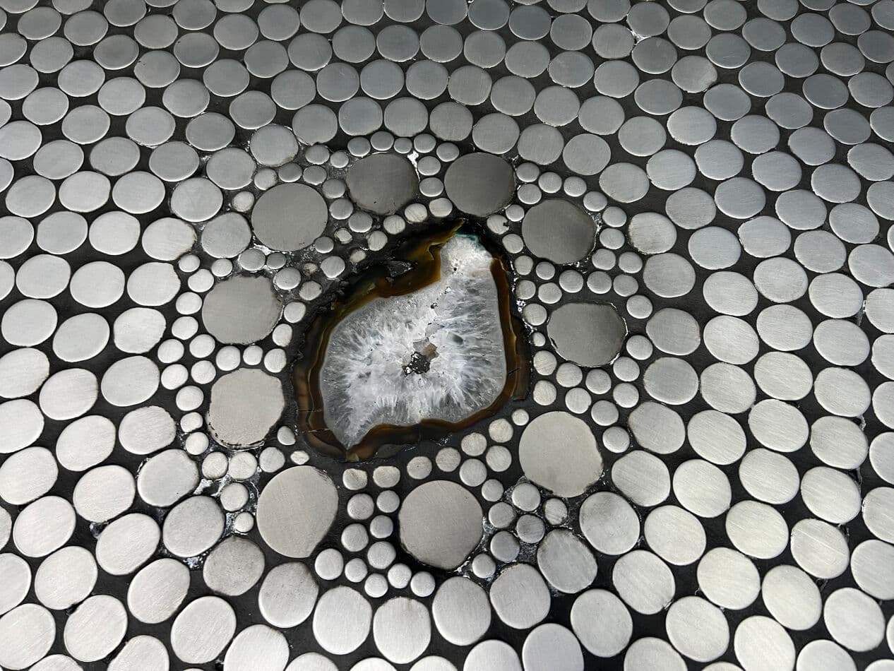 Coffee table, mosaic, multicolour aluminium, Belgium, 1970s. - 275139