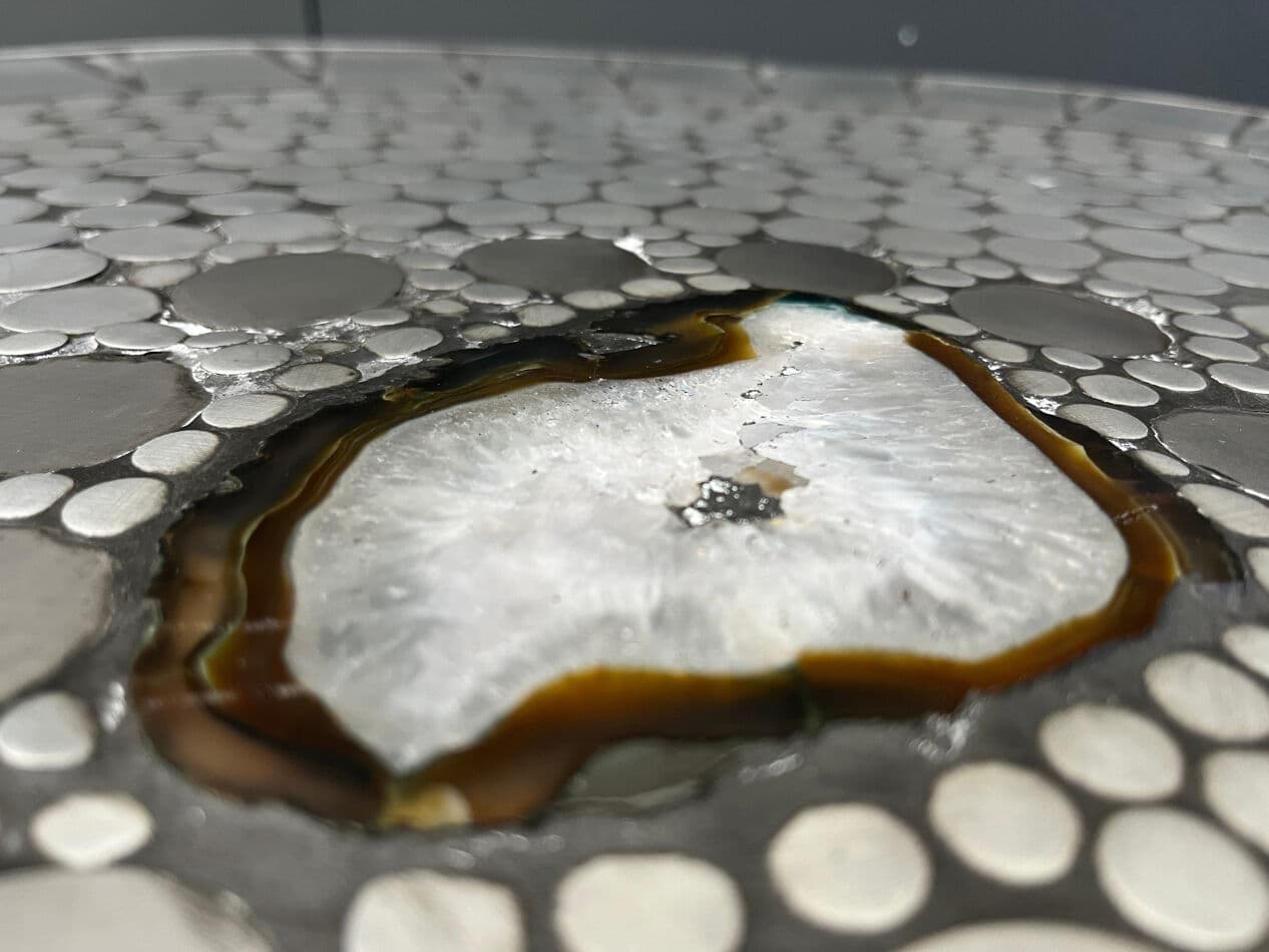 Coffee table, mosaic, multicolour aluminium, Belgium, 1970s. - 275134