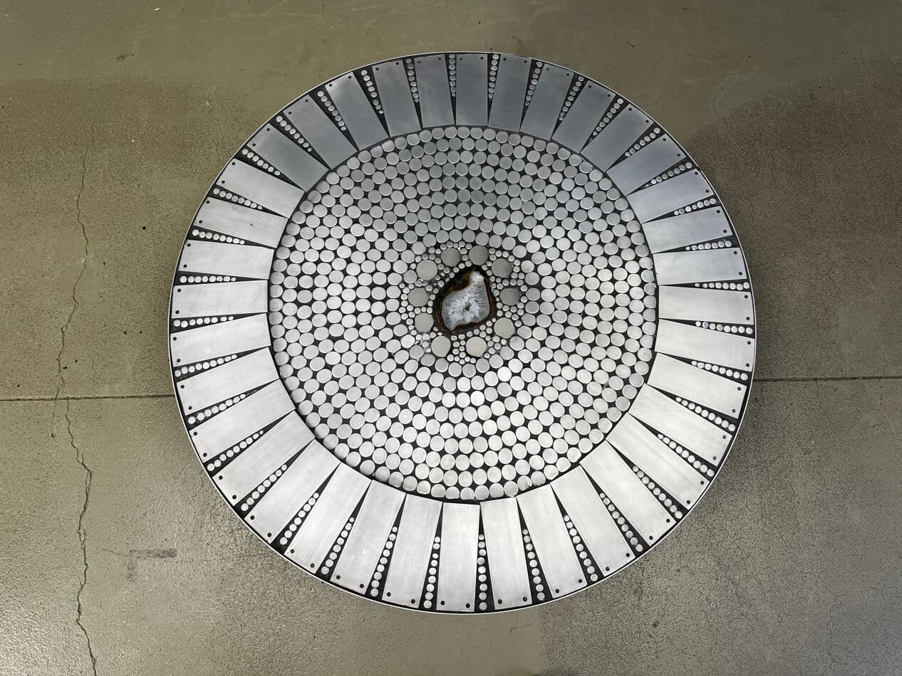 Coffee table, mosaic, multicolour aluminium, Belgium, 1970s. - 275129