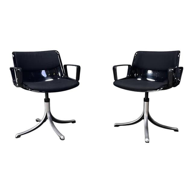 Set of Two Chairs Modus, black, plastic, by O. Borsani, Tecno, Italy, 1970s. - DIMENSION