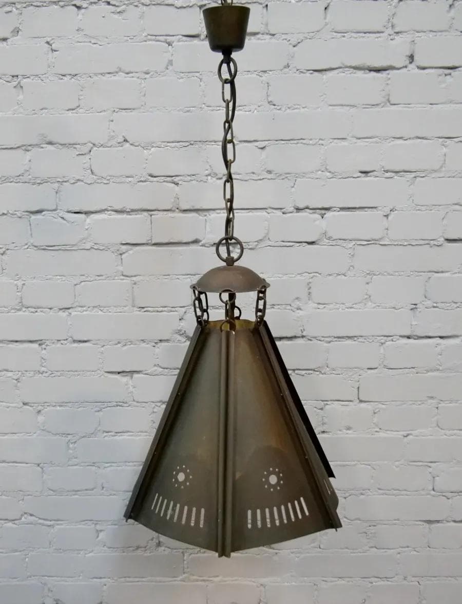 Lampa wisząca Arts & Crafts, brąz ciemny, mosiądz, Anglia, lata 30. - 19245