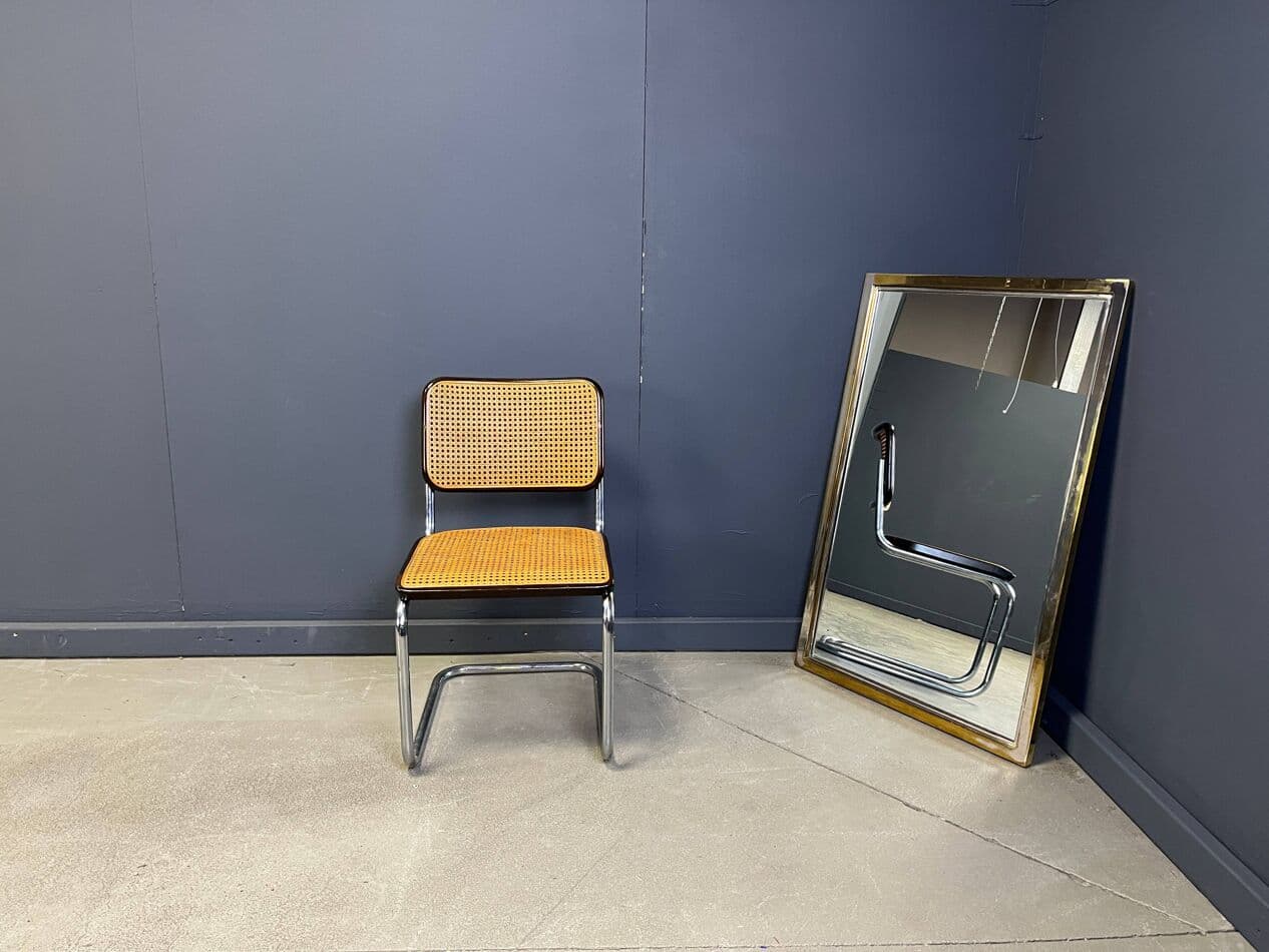 Wall mirror, golden brass, Belgium, 1970s. - 275043