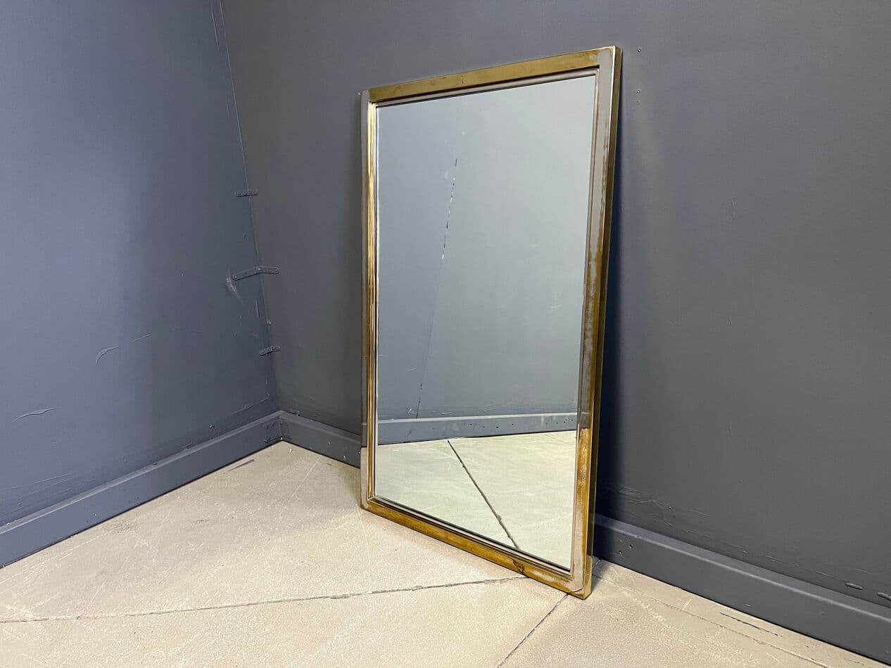 Wall mirror, golden brass, Belgium, 1970s. - 275038