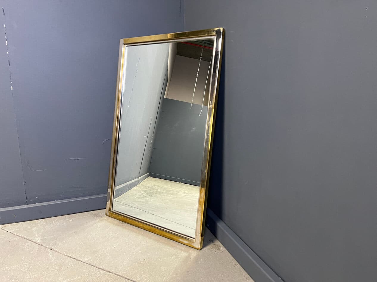 Wall mirror, golden brass, Belgium, 1970s. - 275041