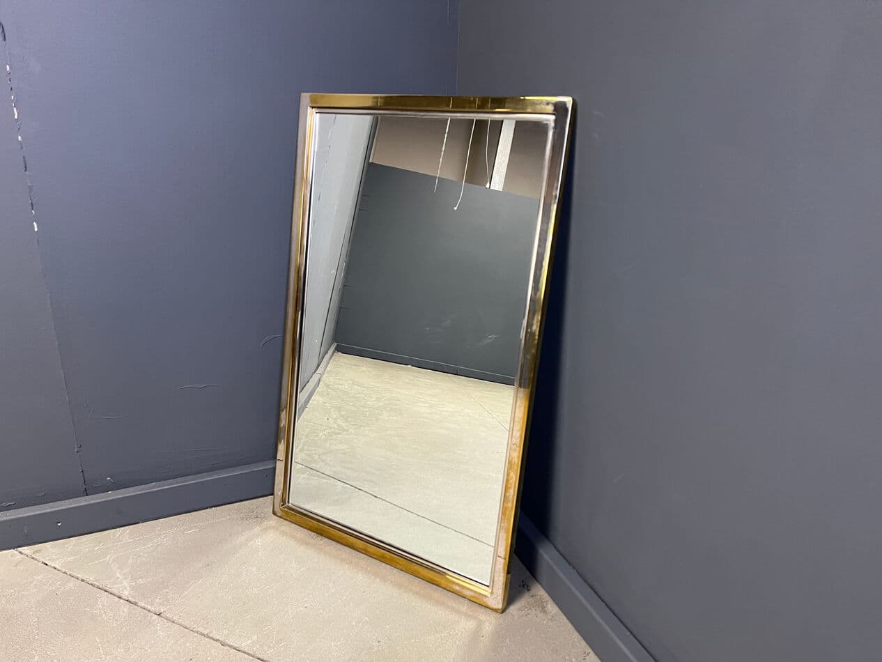 Wall mirror, golden brass, Belgium, 1970s. - 275040