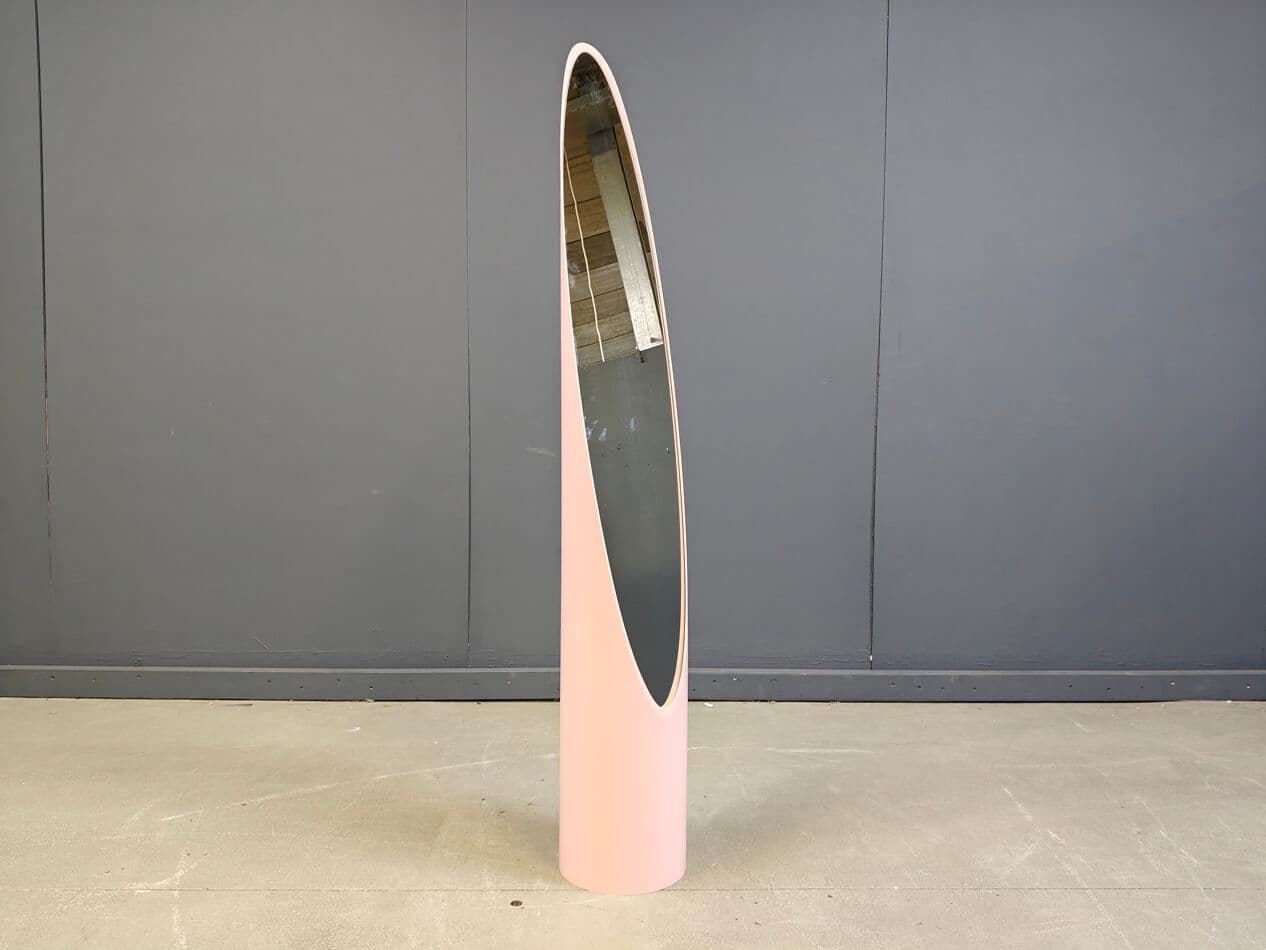 Lustro podłogowe Unghia, różowy, szkło, proj. Rodolfo Bonetto, Włochy, lata 70. - 275023