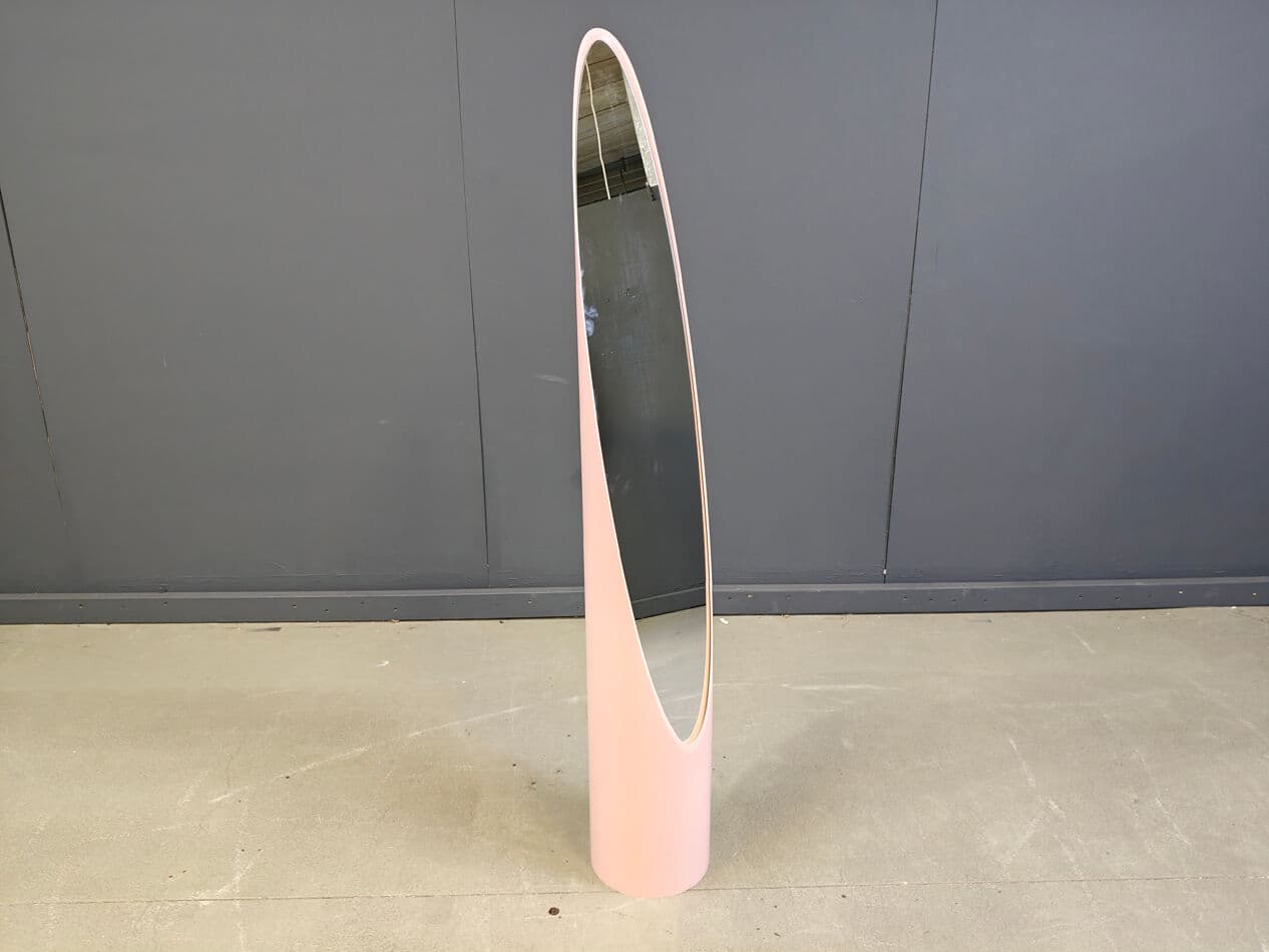 Lustro podłogowe Unghia, różowy, szkło, proj. Rodolfo Bonetto, Włochy, lata 70. - 275019