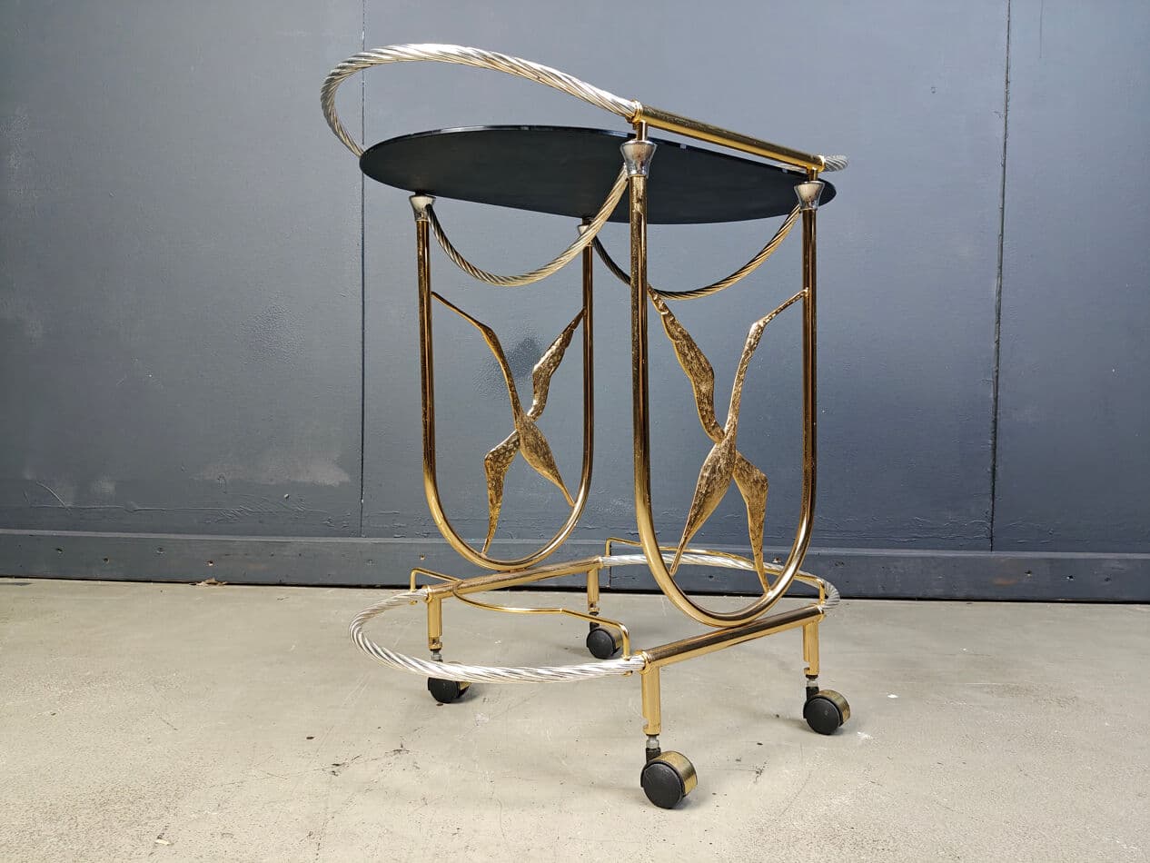 Bar cart, gold brass, Italy, 1970s - 275005