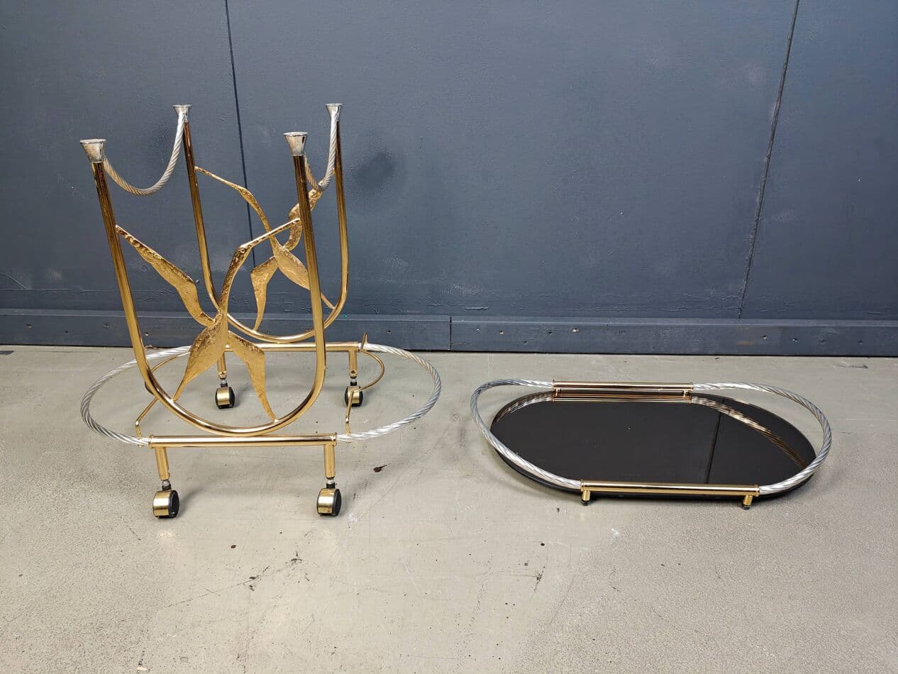 Bar cart, gold brass, Italy, 1970s - 275010