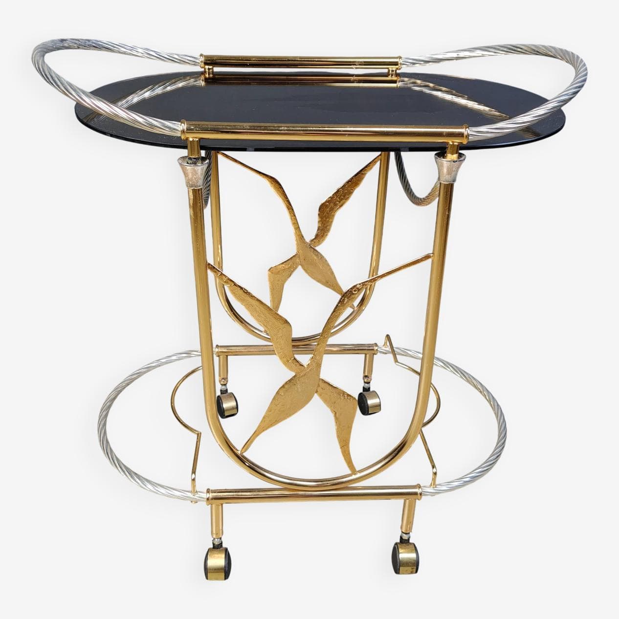 Bar cart, gold brass, Italy, 1970s - 275007