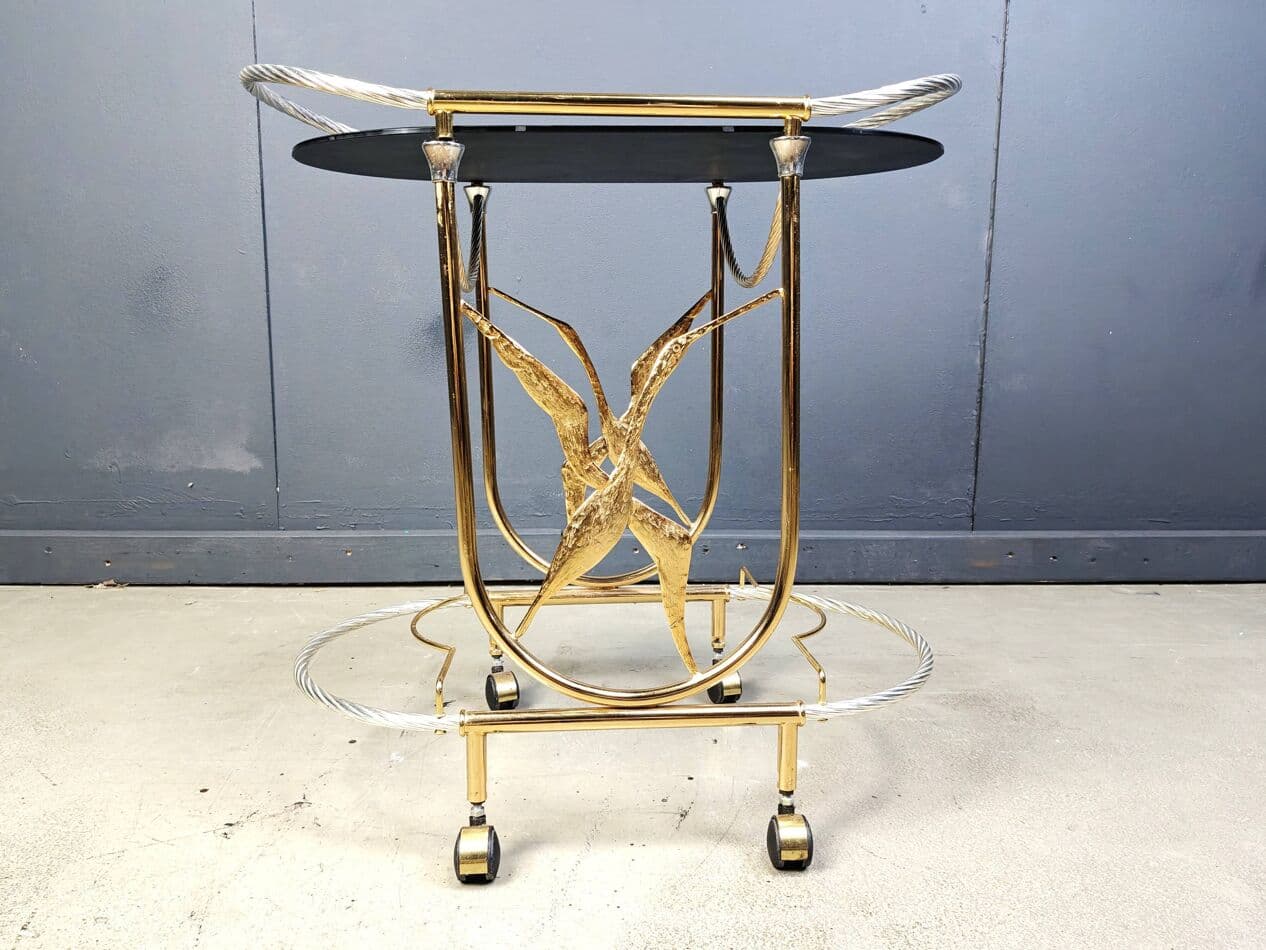 Bar cart, gold brass, Italy, 1970s - 275015
