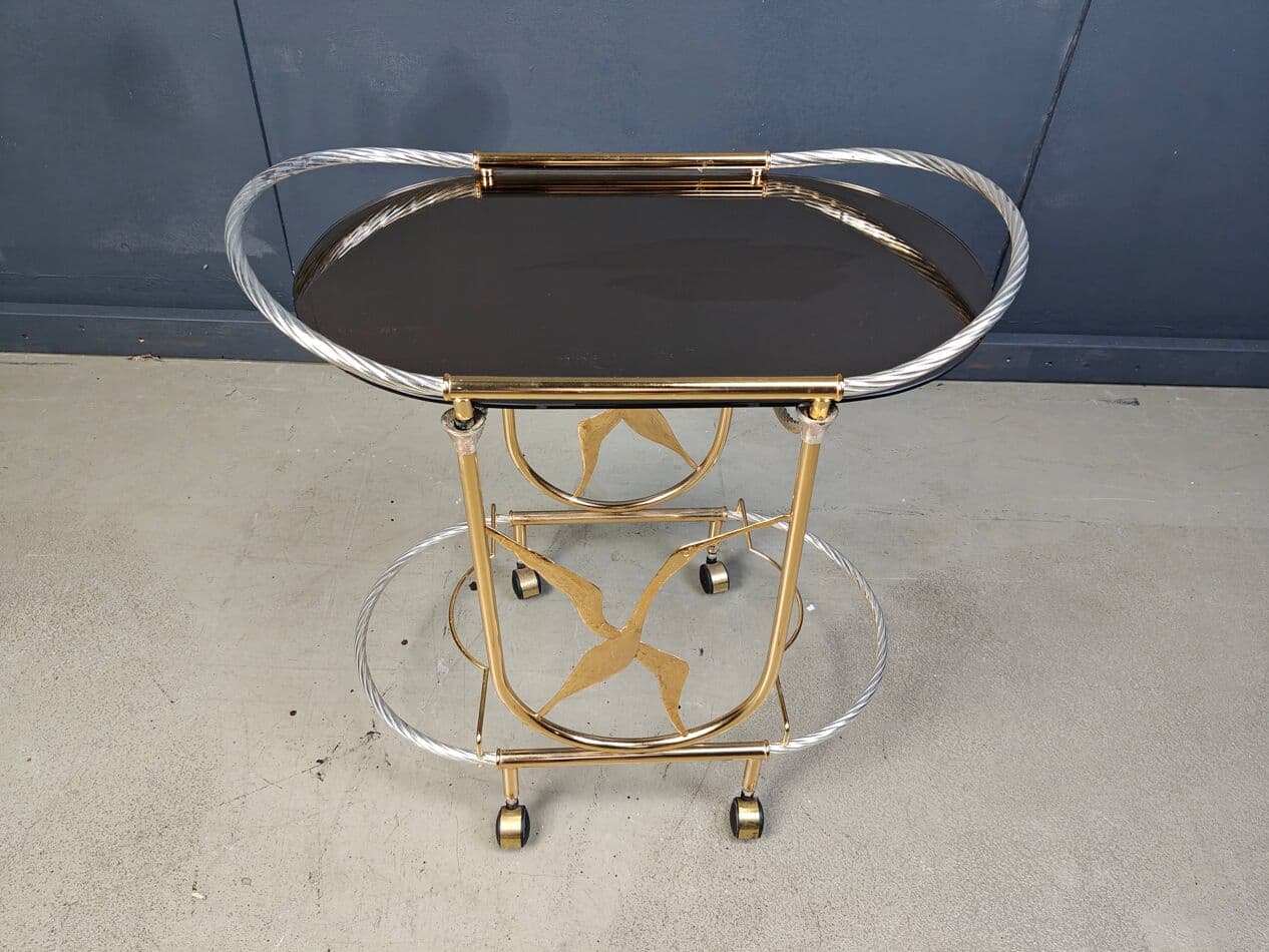 Bar cart, gold brass, Italy, 1970s - 275013