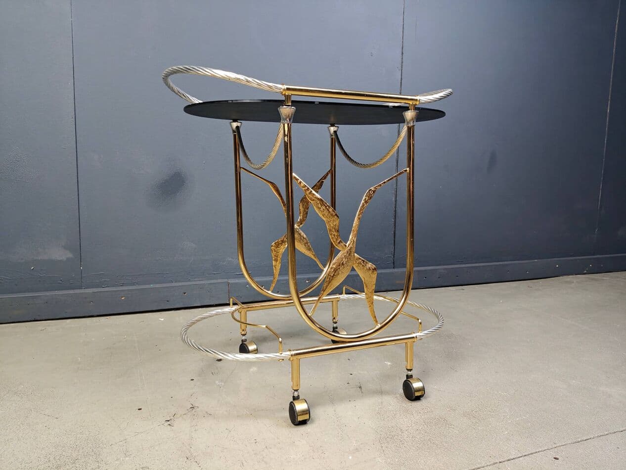 Bar cart, gold brass, Italy, 1970s - 275011