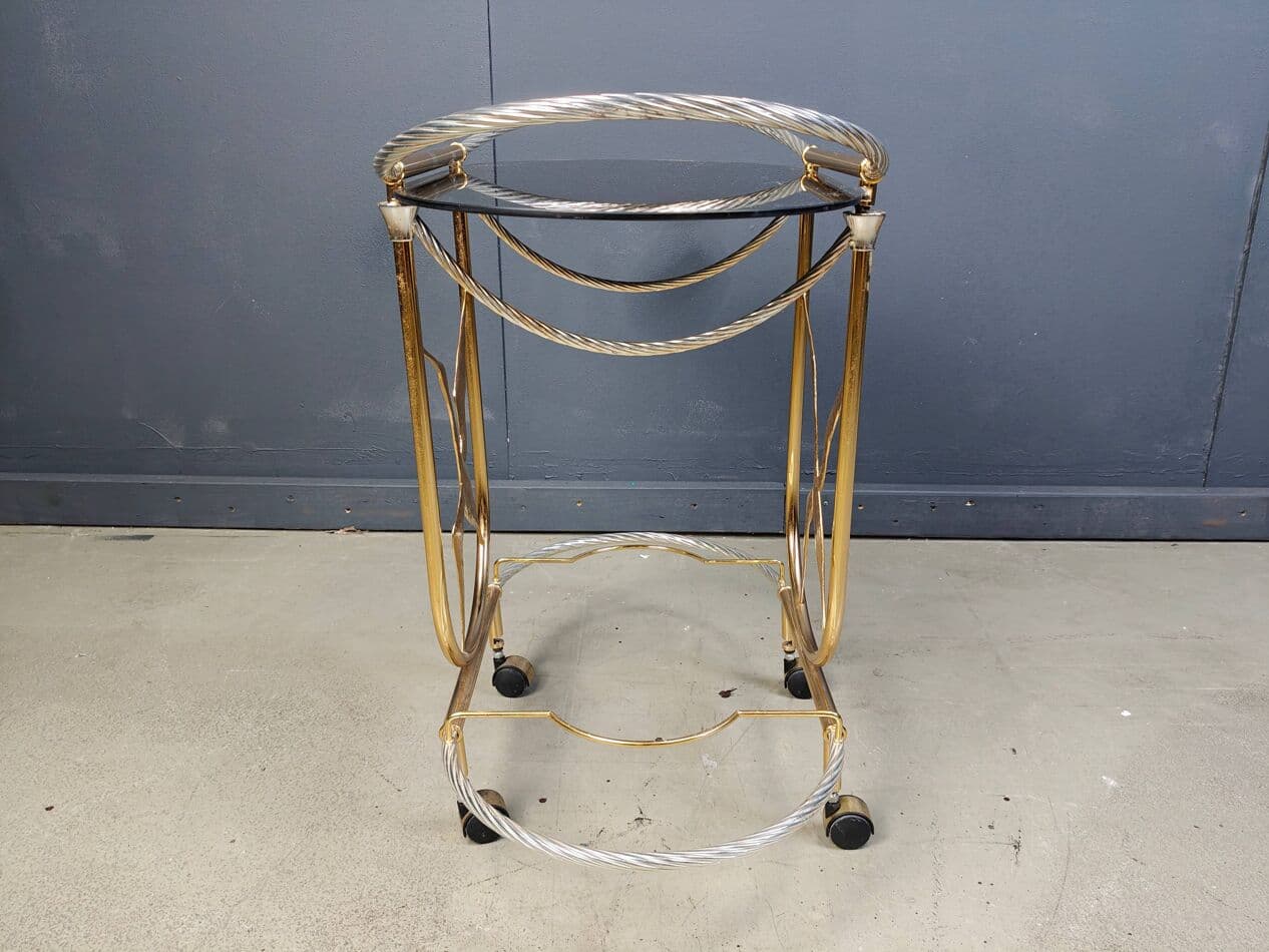 Bar cart, gold brass, Italy, 1970s - 275014
