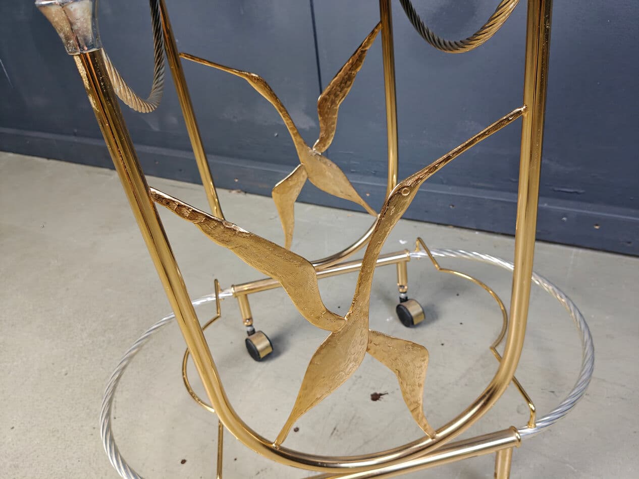 Bar cart, gold brass, Italy, 1970s - 275009