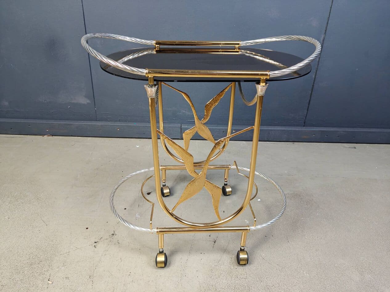 Bar cart, gold brass, Italy, 1970s - 275006