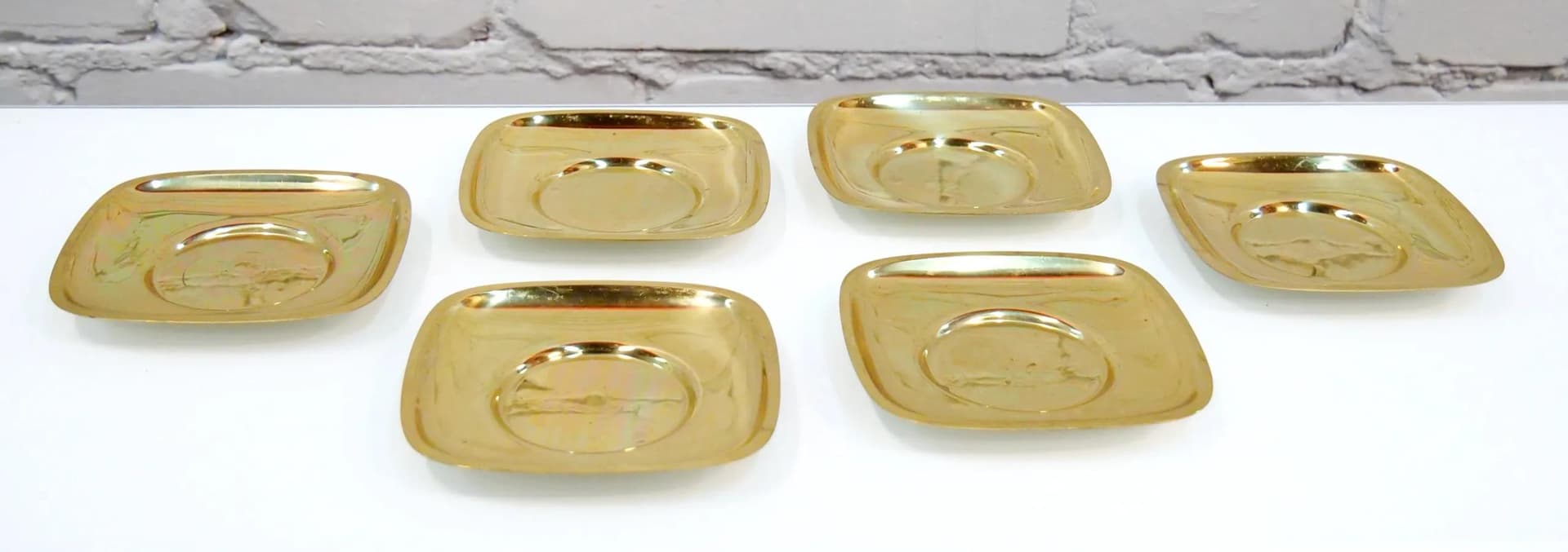 Miedziane podstawki do filiżanek, minimalistyczne, Francja, lata 60. - 19238