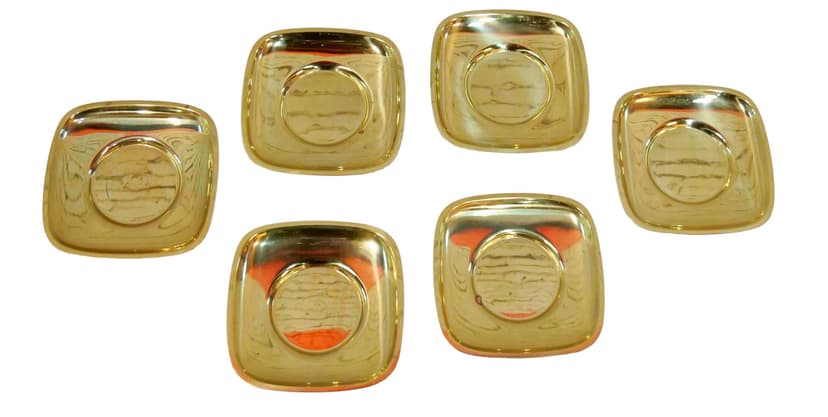 Miedziane podstawki do filiżanek, minimalistyczne, Francja, lata 60.