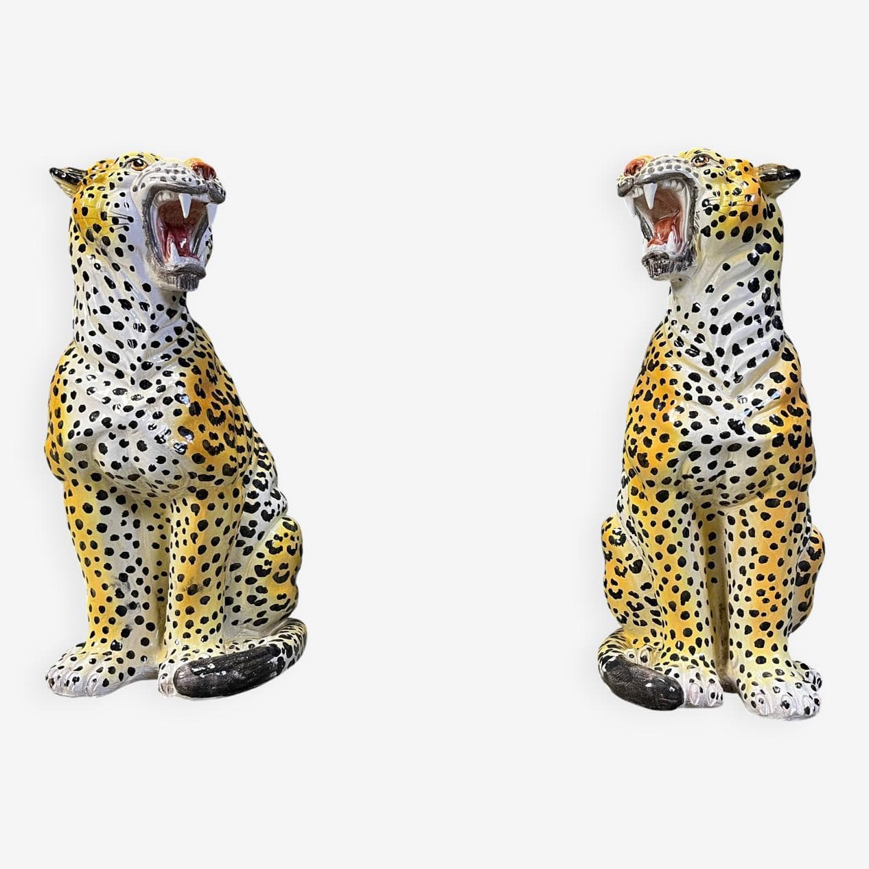 Para rzeźb leopardów, multikolor, terakota, Włochy, lata 70. - 274931