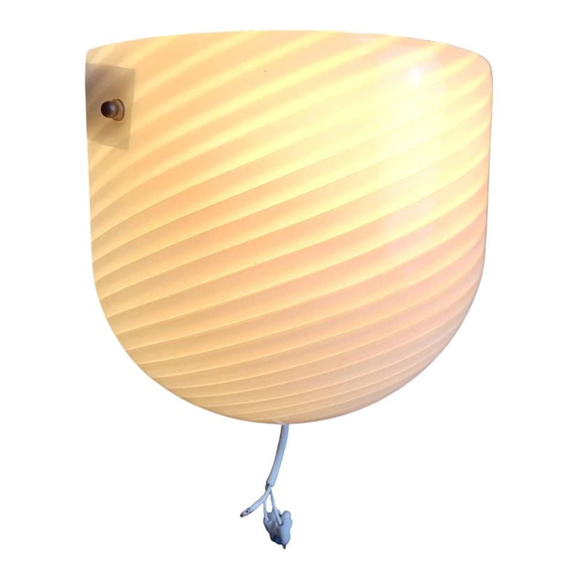 Kinkiet ścienny Murano, biały, szkło, Włochy, lata 70.