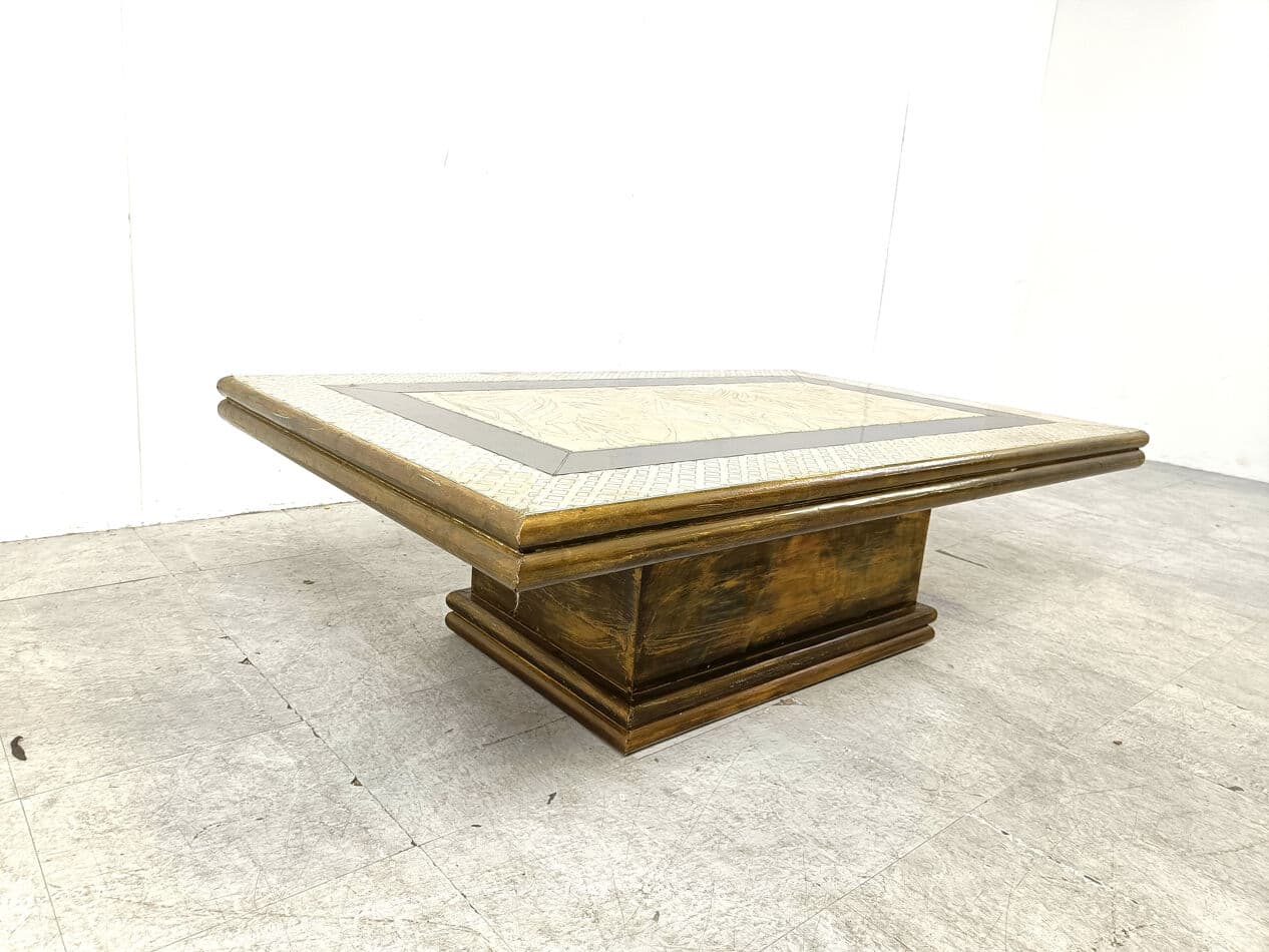 Coffee table, gold brass, by R. Dubarry, Spain, 1970s. - 274806