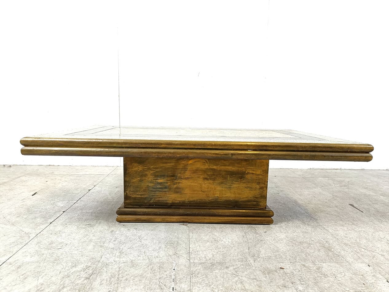 Coffee table, gold brass, by R. Dubarry, Spain, 1970s. - 274802