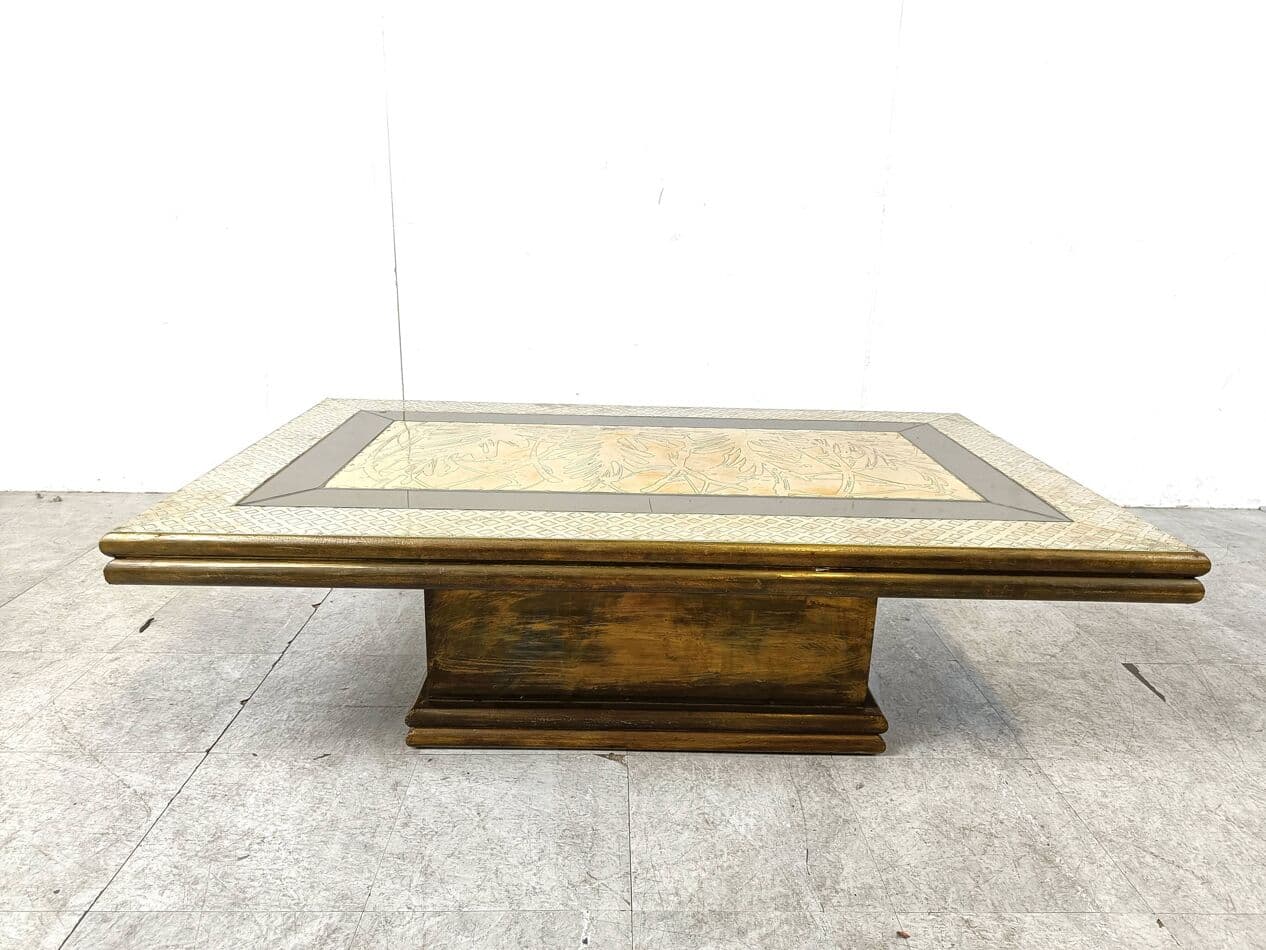 Coffee table, gold brass, by R. Dubarry, Spain, 1970s. - 274803