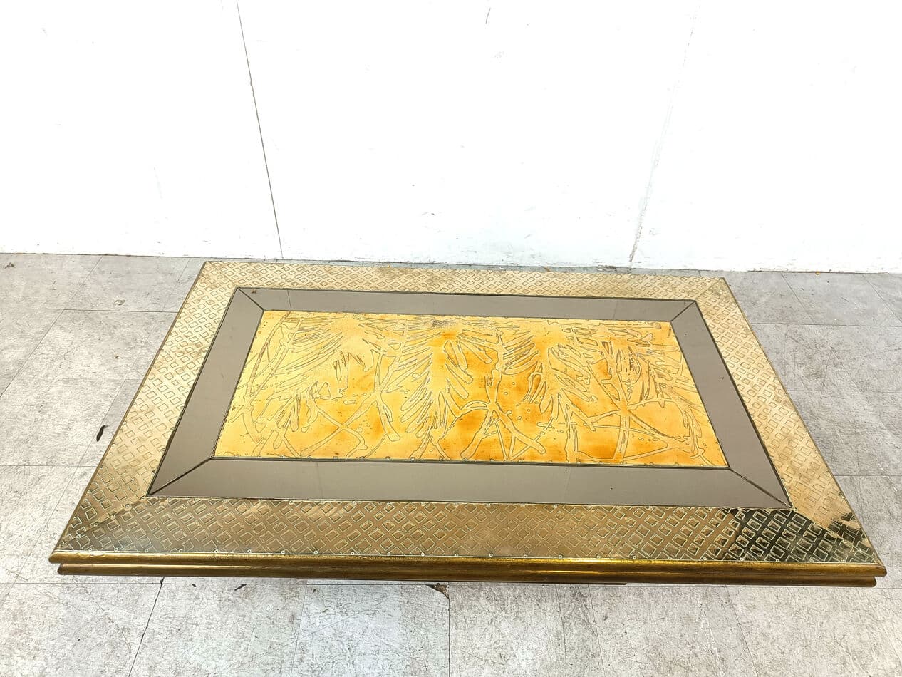 Coffee table, gold brass, by R. Dubarry, Spain, 1970s. - 274800