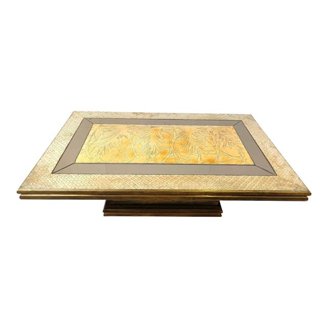 Coffee table, gold brass, by R. Dubarry, Spain, 1970s. - DIMENSION
