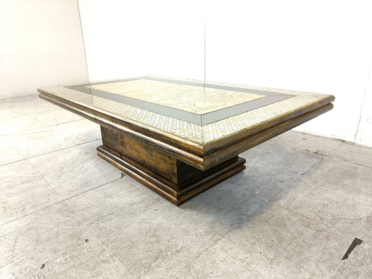 Coffee table, gold brass, by R. Dubarry, Spain, 1970s. - 274808