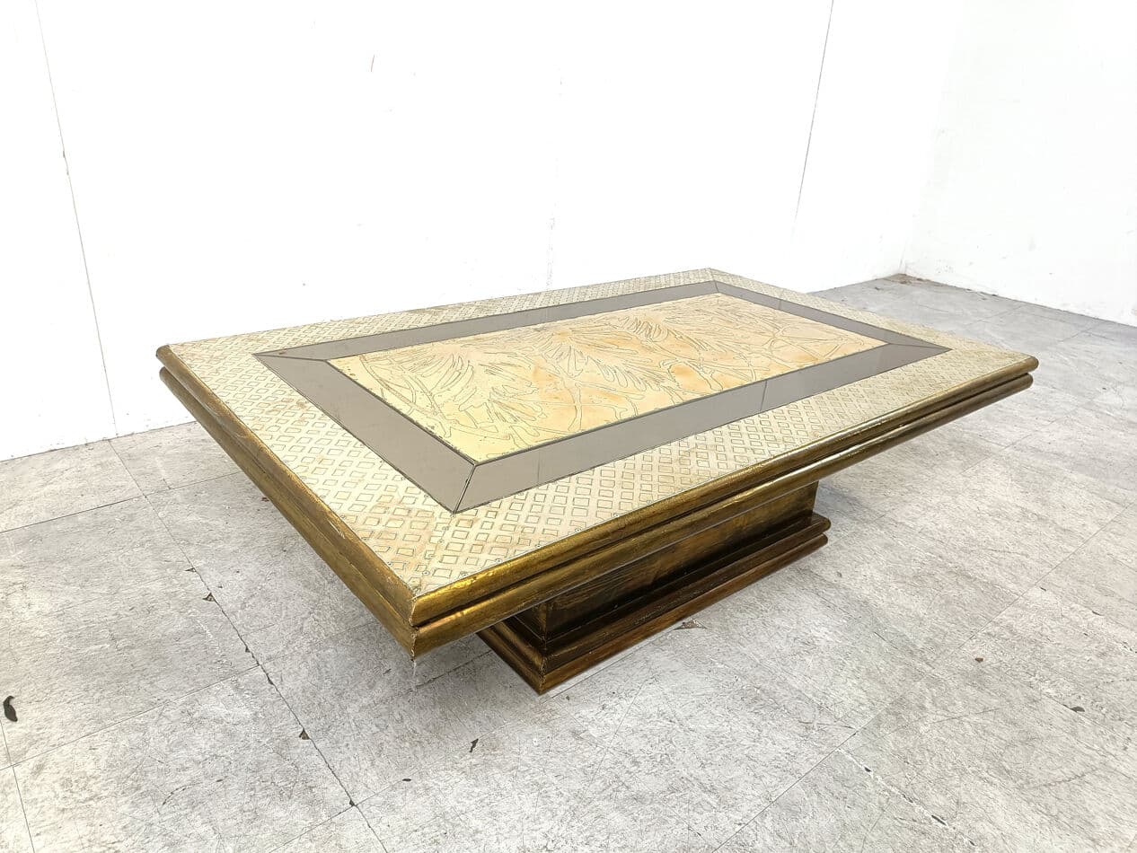 Coffee table, gold brass, by R. Dubarry, Spain, 1970s. - 274799
