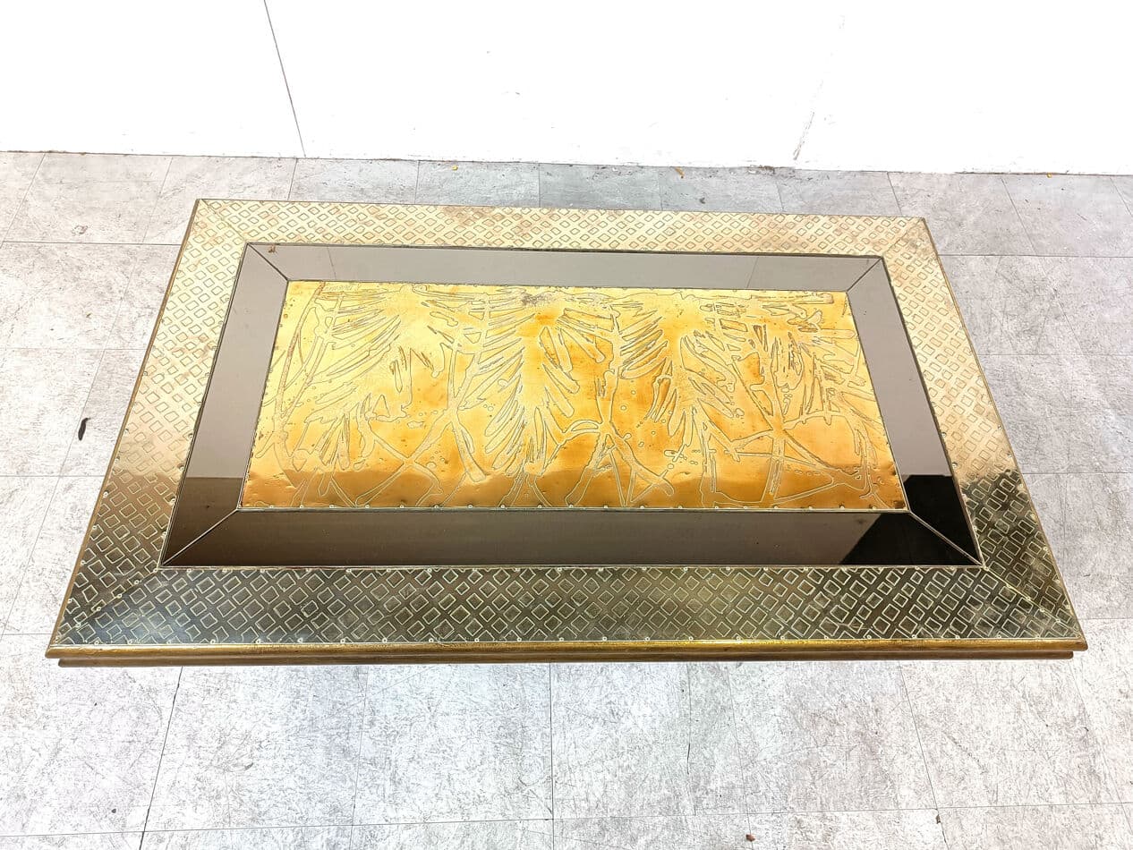 Coffee table, gold brass, by R. Dubarry, Spain, 1970s. - 274812