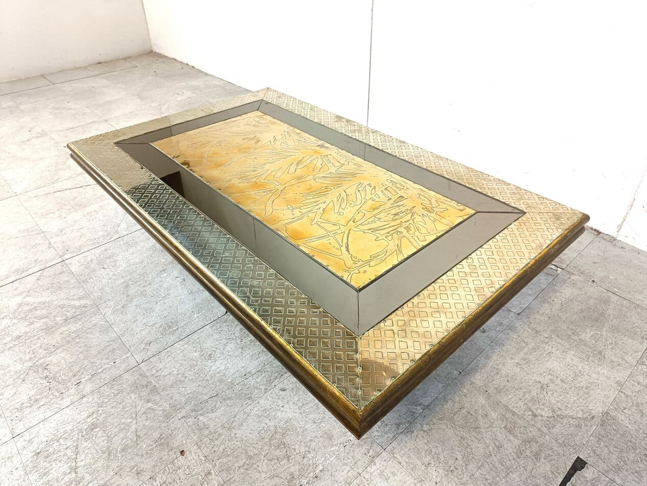 Coffee table, gold brass, by R. Dubarry, Spain, 1970s. - 274807