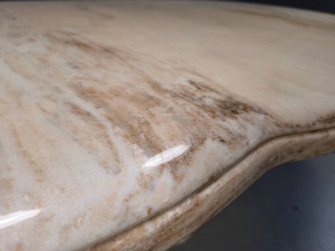 Oval dining table, beige marble, Italy, 1970s - 274795