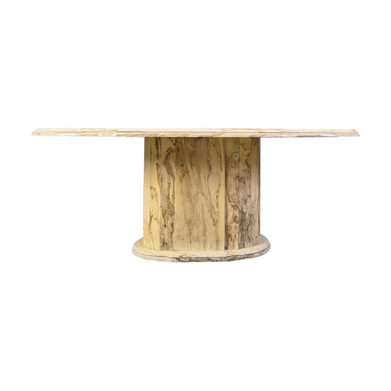 Oval dining table, beige marble, Italy, 1970s