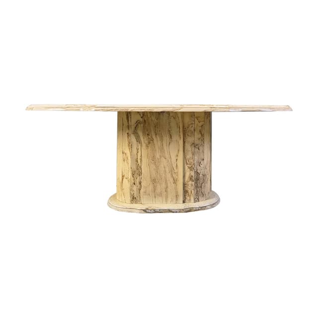 Oval dining table, beige marble, Italy, 1970s - DIMENSION