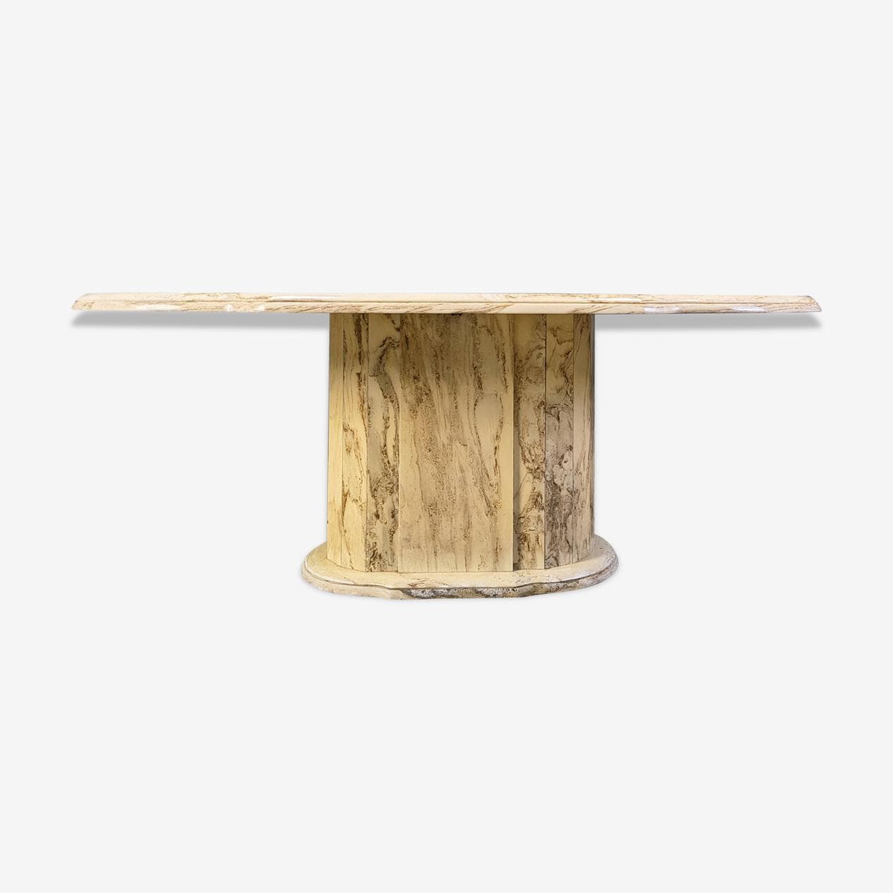 Oval dining table, beige marble, Italy, 1970s - 274788