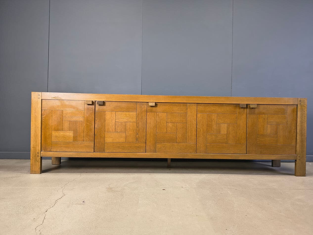 Kredens, proj. F. Defour, dąb brązowy, Belgia, lata 70. - 274766