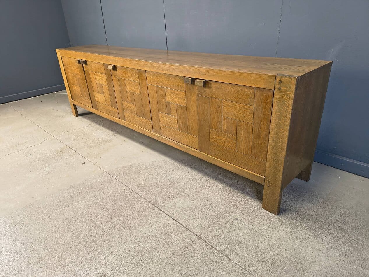 Kredens, proj. F. Defour, dąb brązowy, Belgia, lata 70. - 274768