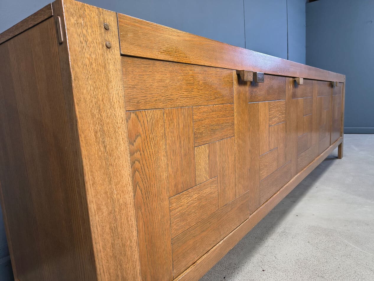 Kredens, proj. F. Defour, dąb brązowy, Belgia, lata 70. - 274772