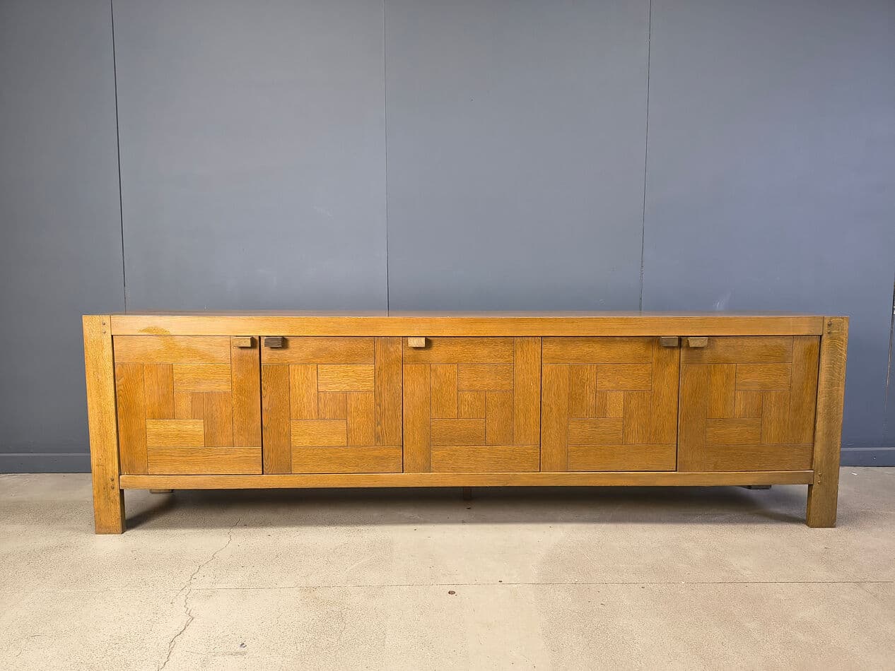 Kredens, proj. F. Defour, dąb brązowy, Belgia, lata 70. - 274764