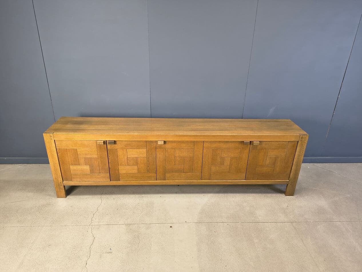 Kredens, proj. F. Defour, dąb brązowy, Belgia, lata 70. - 274770