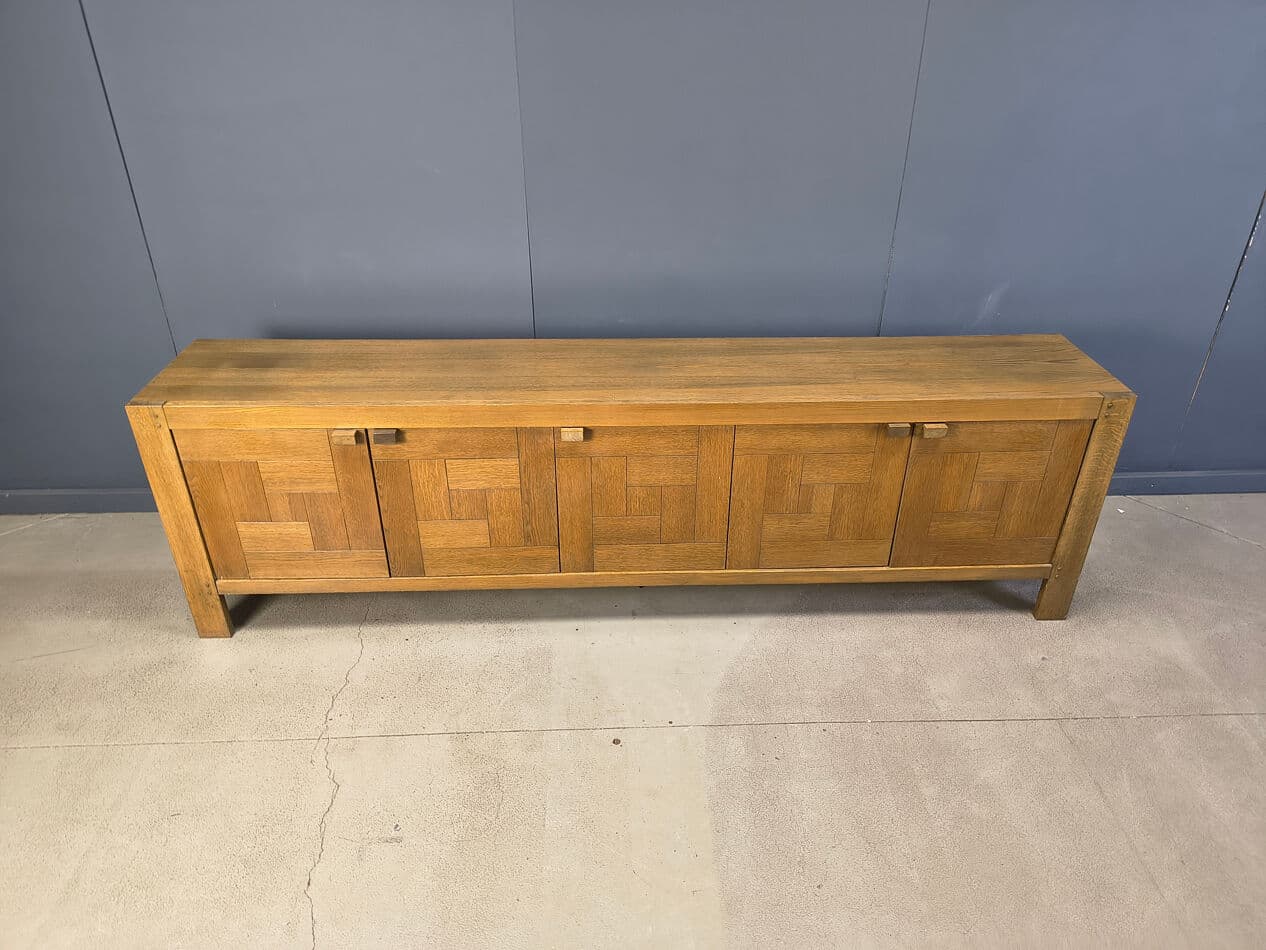 Kredens, proj. F. Defour, dąb brązowy, Belgia, lata 70. - 274763