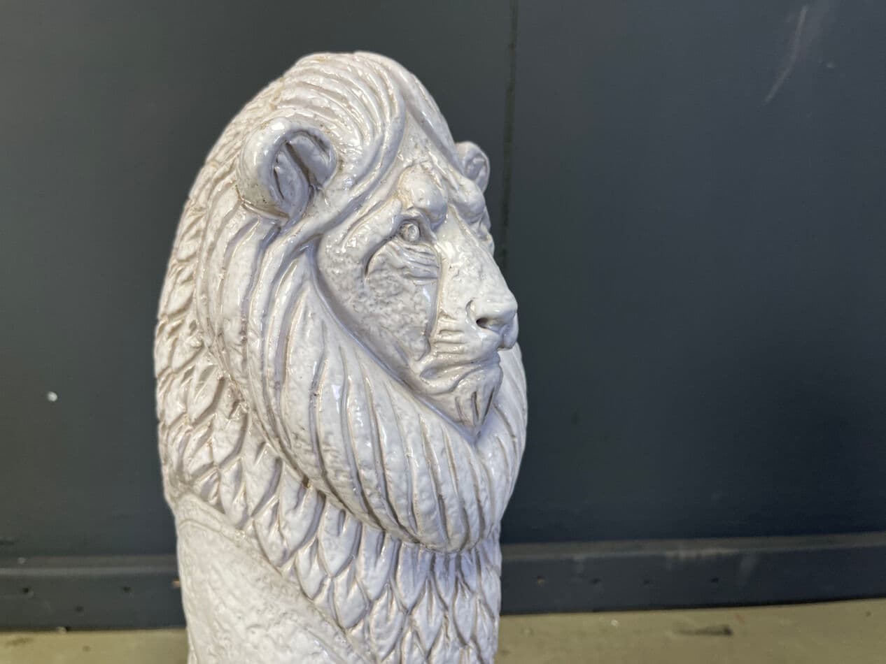 Para rzeźb lwy renesansowe, biały, terakota, Włochy, lata 50. - 274708