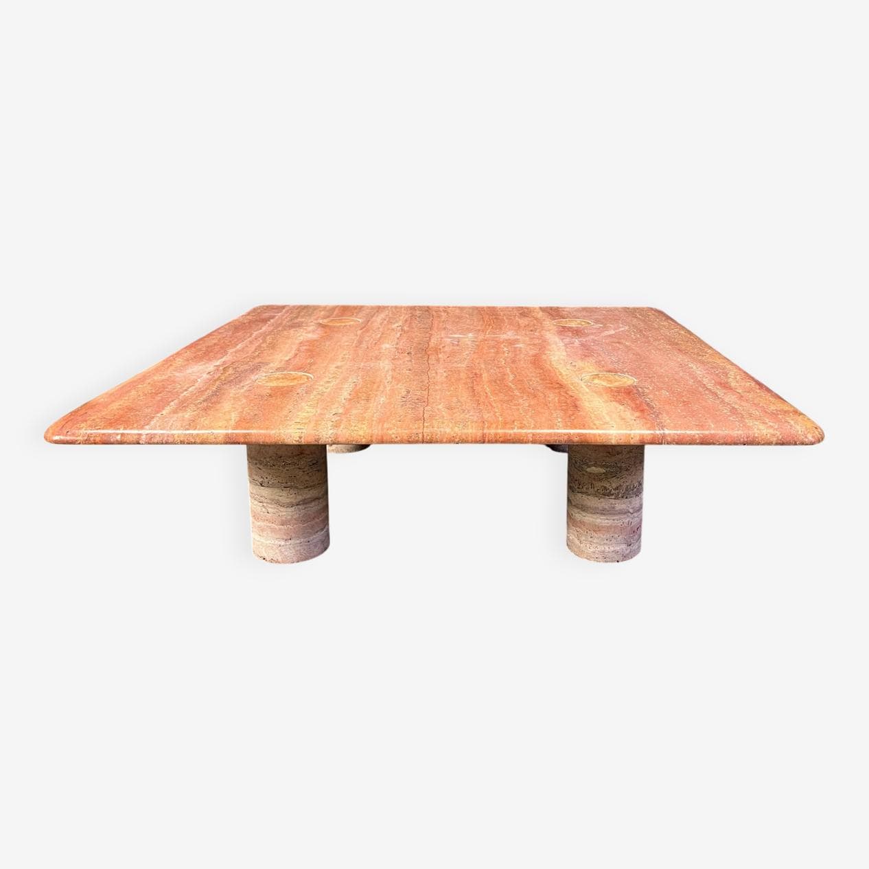 Coffee table, pink travertine, by A. Mangiarotti, Italy, 1970s. - 274698