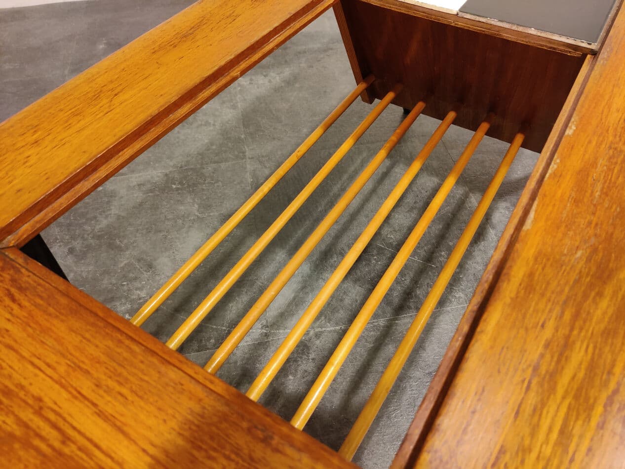 Coffee table, brown wood, by A. Hendrickx, Belgium, 1970s. - 274656
