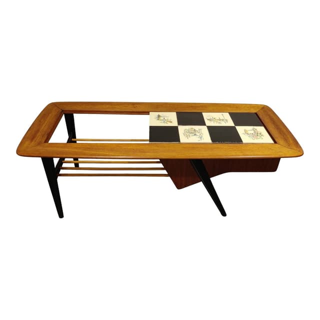 Coffee table, brown wood, by A. Hendrickx, Belgium, 1970s. - DIMENSION